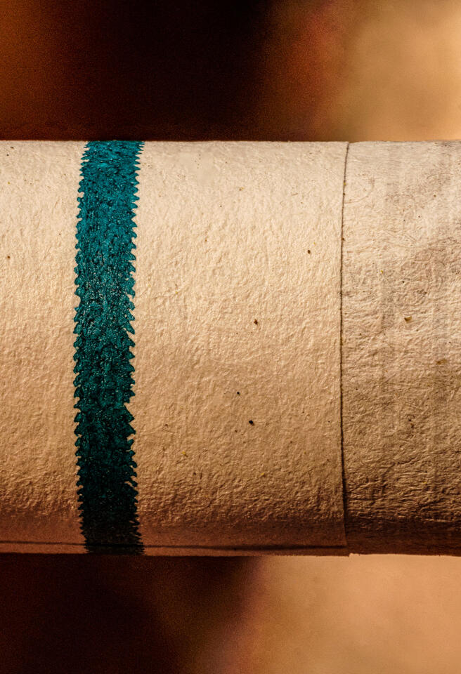 Turquoise band on filter of Natural American Spirit cigarette.